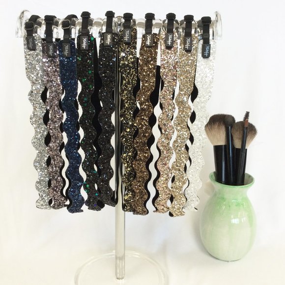 Hipsy Gift 10-pack Bling Glitter Adjustable No Slip Neutral Wave Headbands main image 8